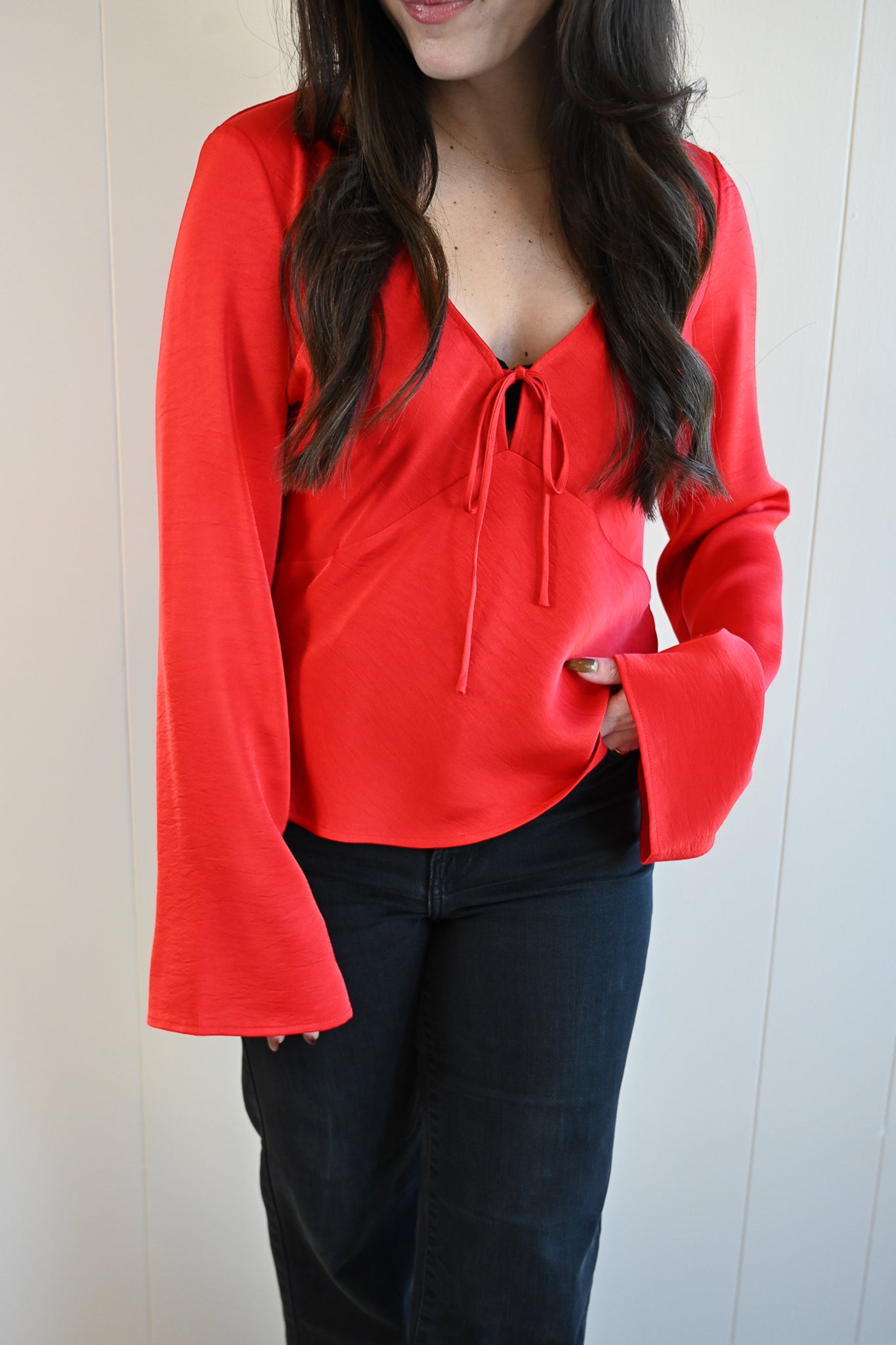 Spray Street Tie Front Blouse