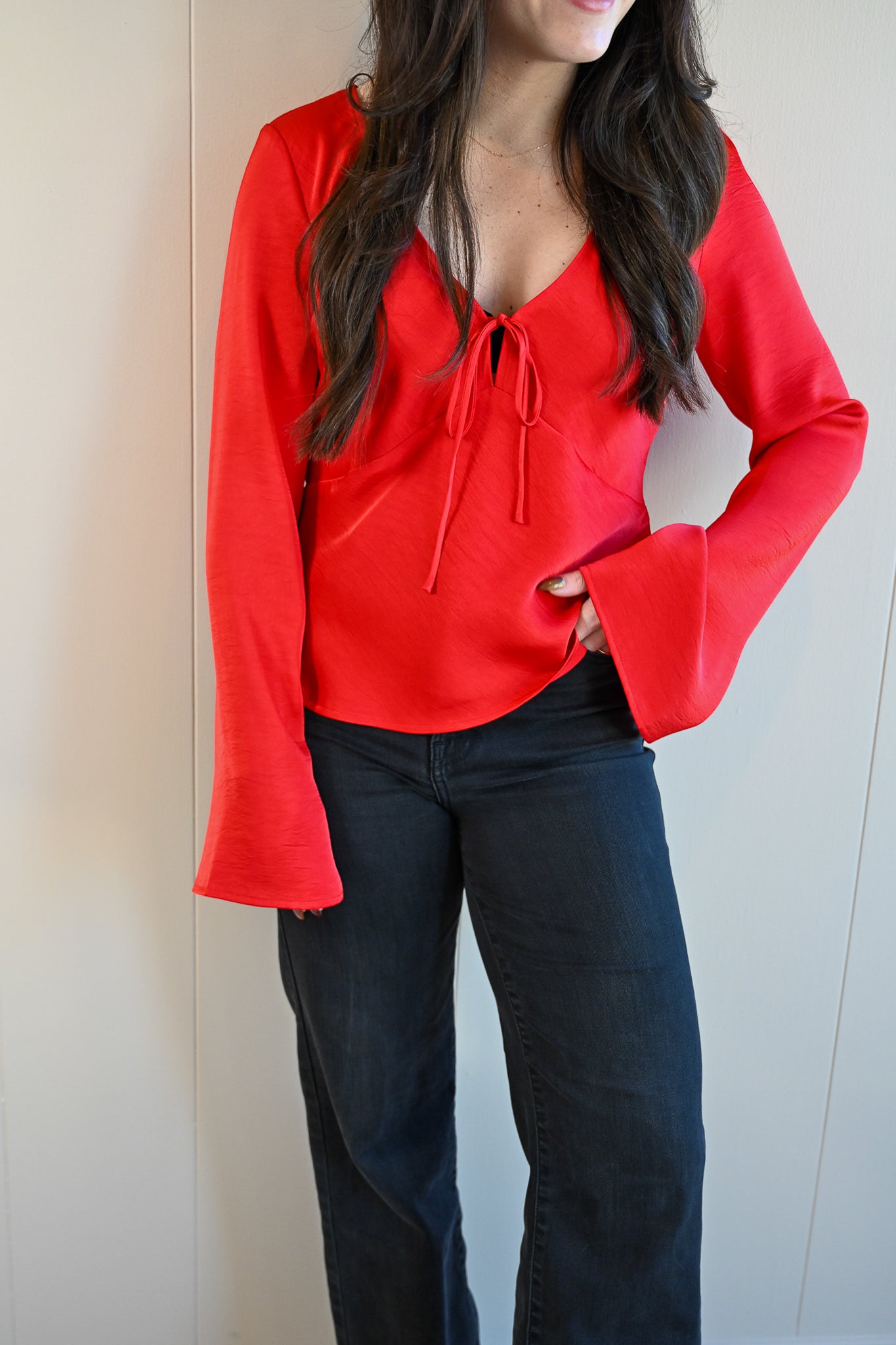 Spray Street Tie Front Blouse