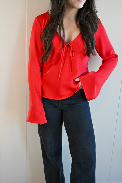 Spray Street Tie Front Blouse