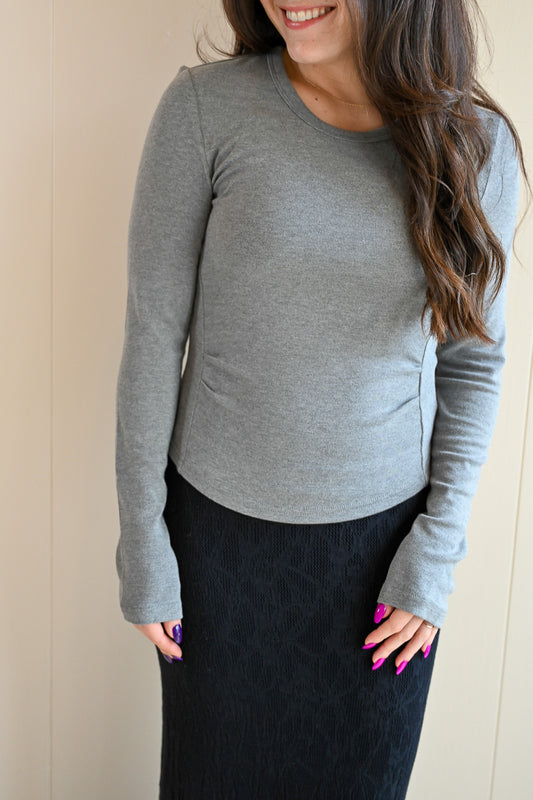Melton Place Long Sleeve Top - Fog