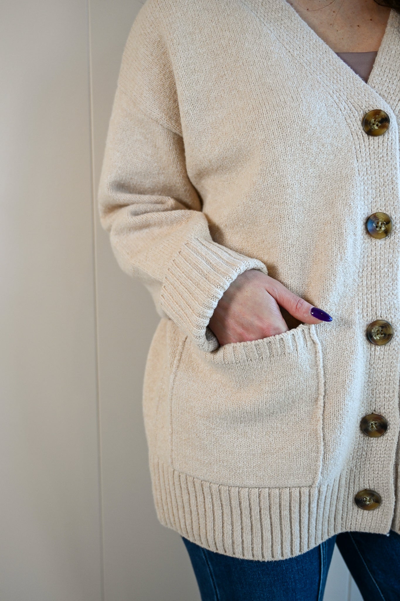 Otter Lane V Neck Button Up Cardigan