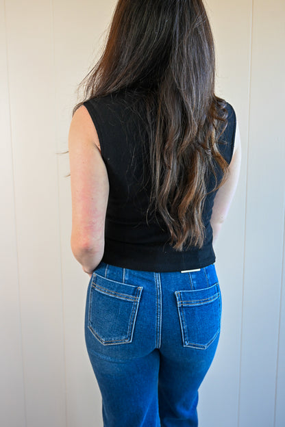 Forest Avenue Mock Turtle Neck Sleeveless Top