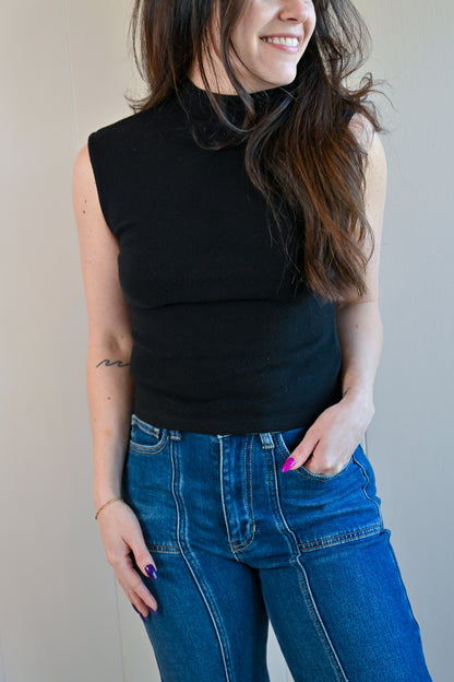 Forest Avenue Mock Turtle Neck Sleeveless Top