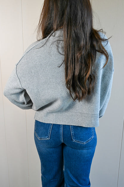 Balboa Ave Cropped Sweater - Fog