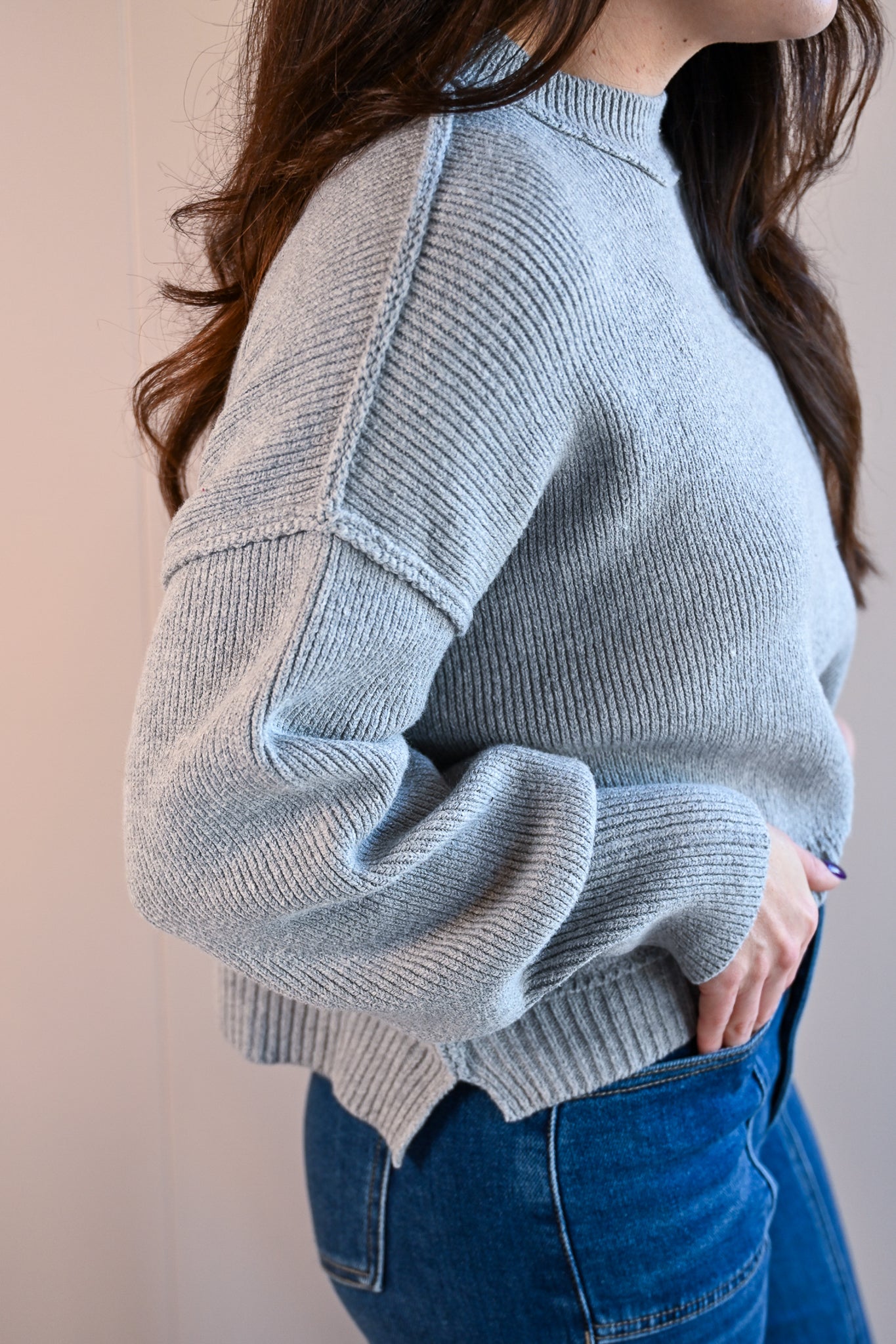 Balboa Ave Cropped Sweater - Fog