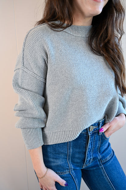 Balboa Ave Cropped Sweater - Fog