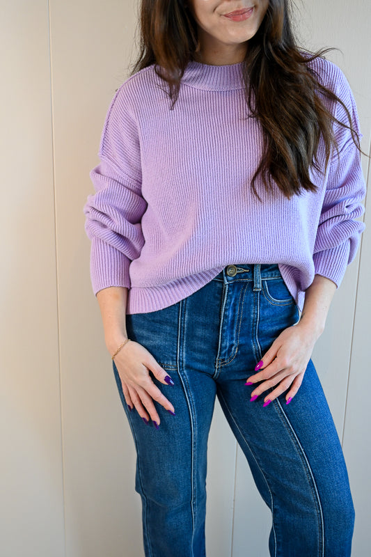 Balboa Ave Cropped Sweater - Lilac