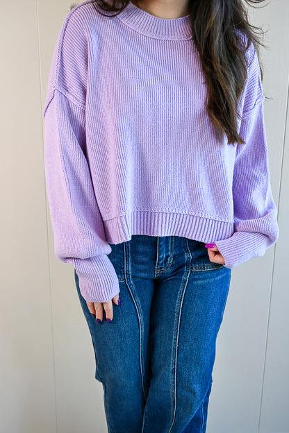 Balboa Ave Cropped Sweater - Lilac