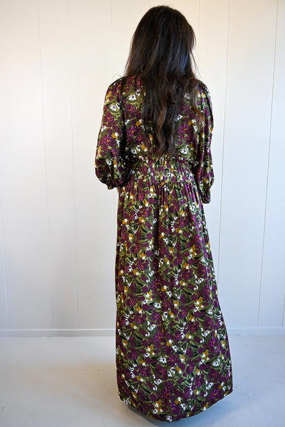 Dewey Avenue Pleat Waist Floral Maxi Dress