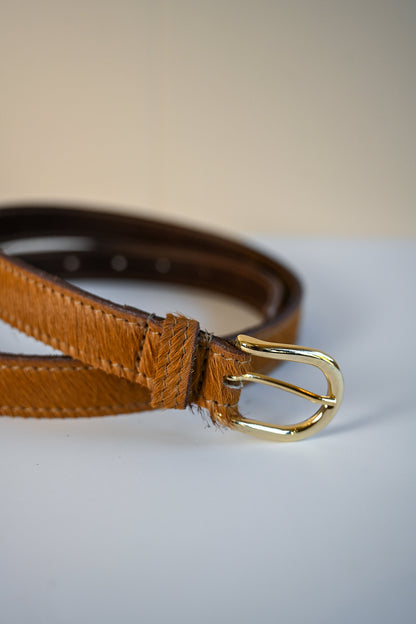 Camel Cowhide Italian Skinny Belt