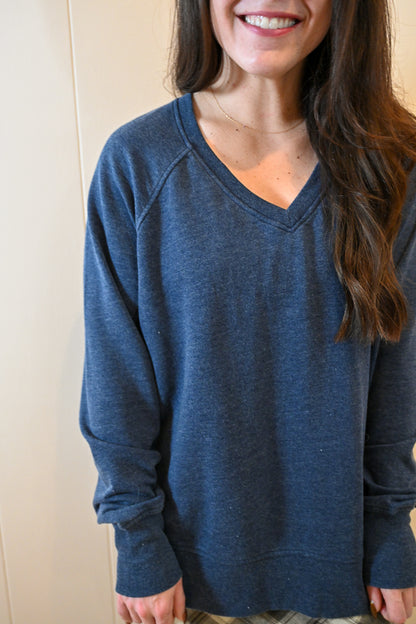 Maple Street V Neck Burnout Top - Ocean