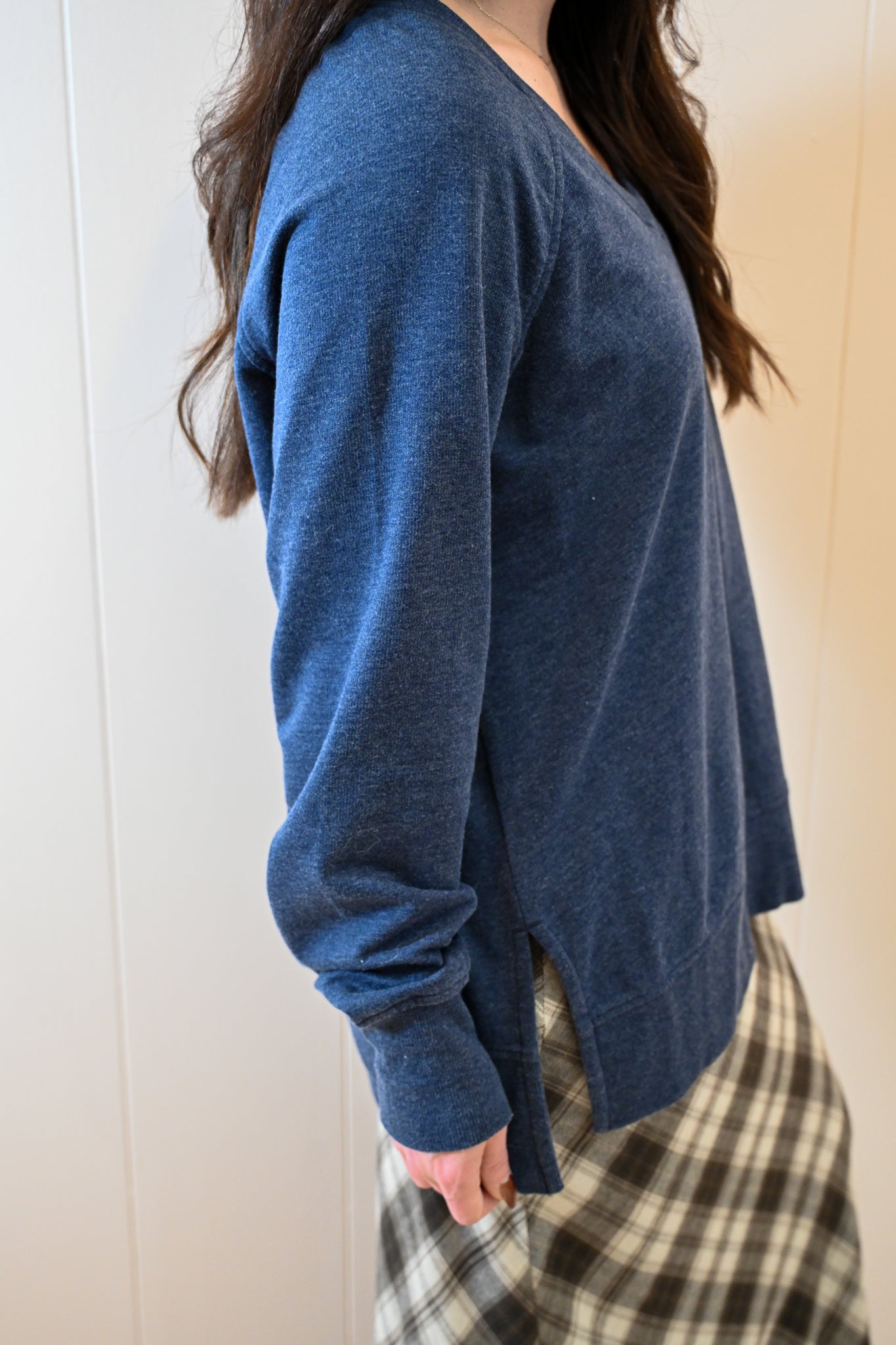 Maple Street V Neck Burnout Top - Ocean