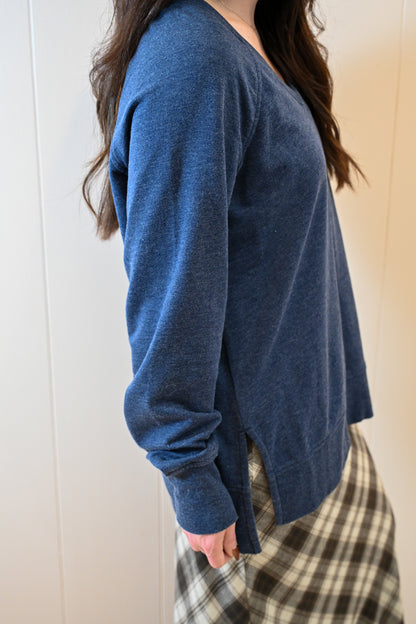 Maple Street V Neck Burnout Top - Ocean