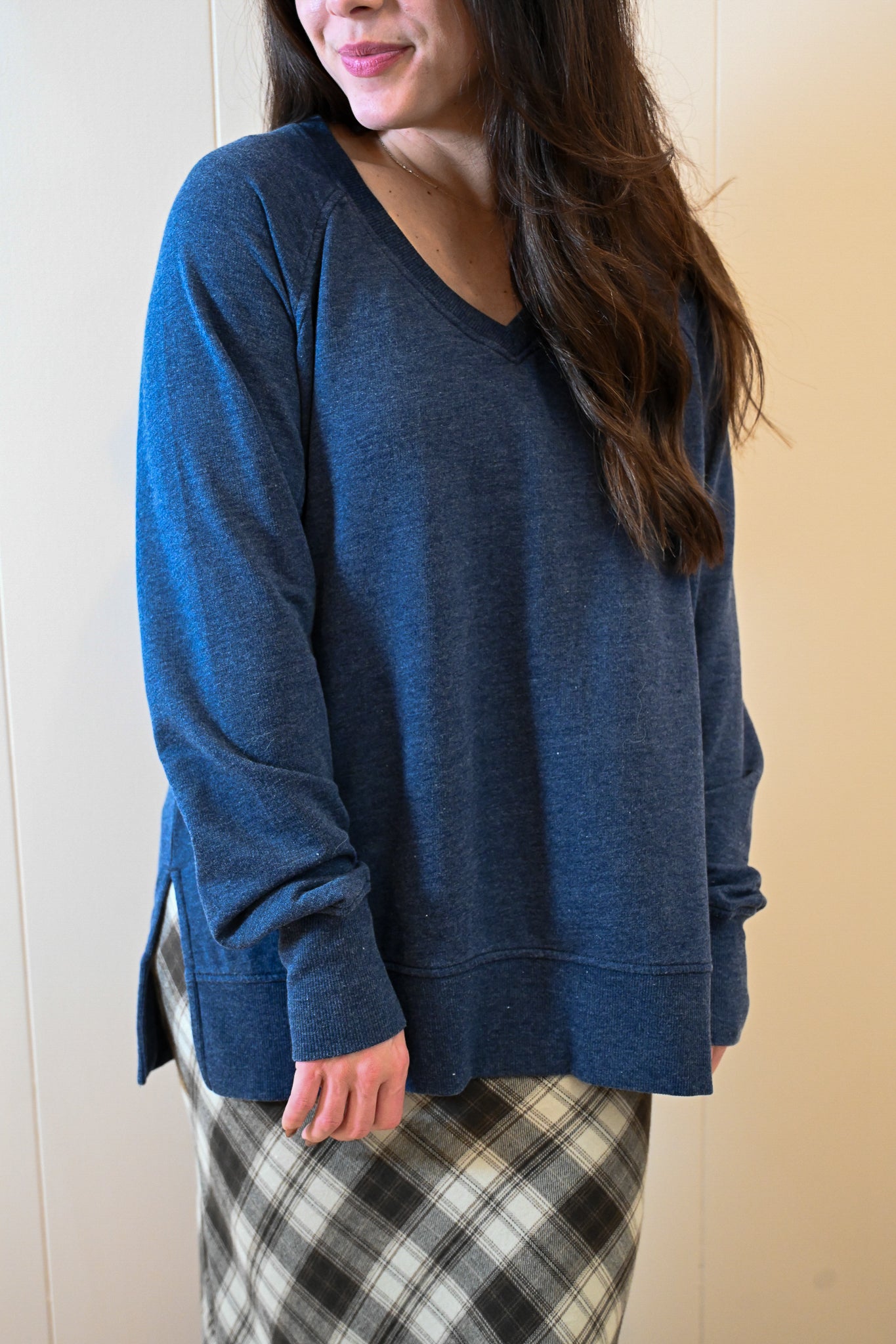 Maple Street V Neck Burnout Top - Ocean