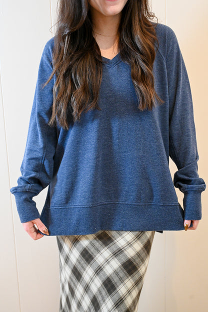 Maple Street V Neck Burnout Top - Ocean