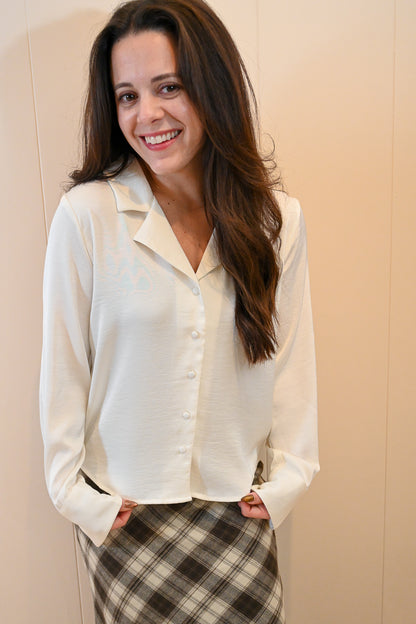 Prescott Avenue Satin Button Up Top