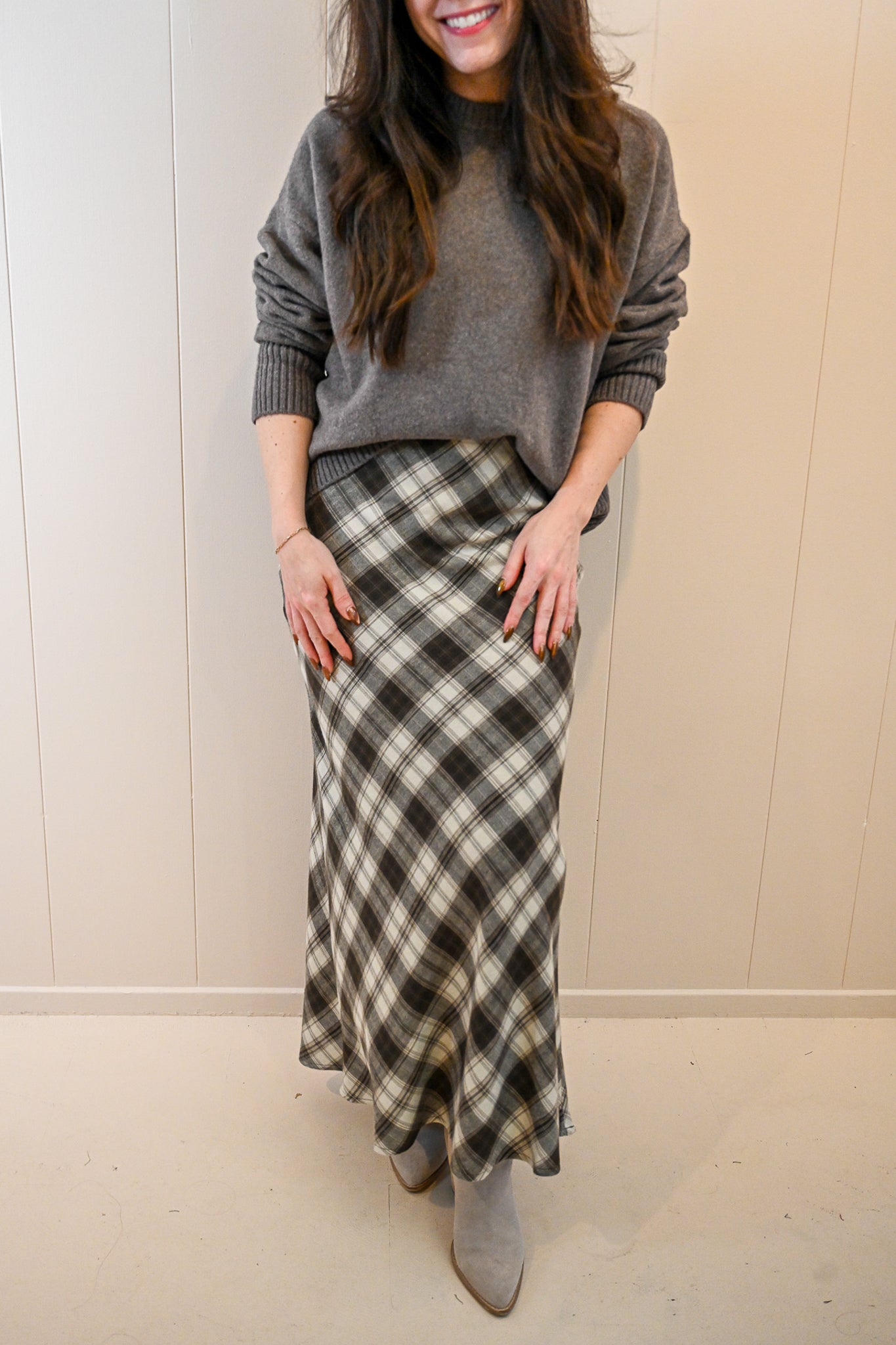 Grand Avenue Plaid Flannel Midi Skirt