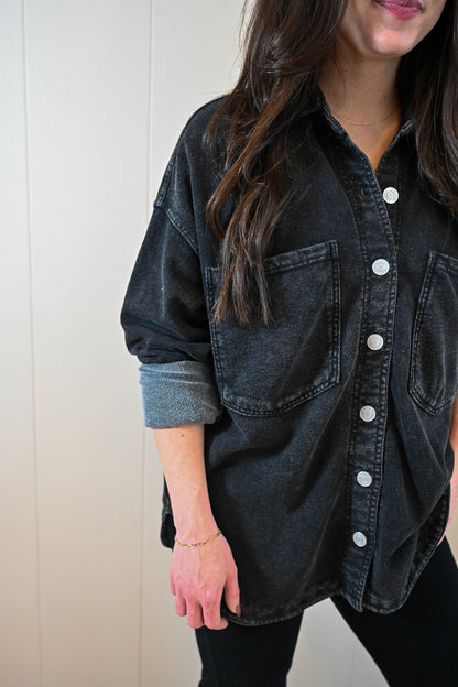 Beacon Knit Denim Jacket - Black
