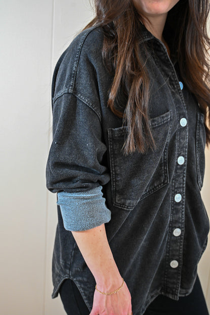 Beacon Knit Denim Jacket - Black