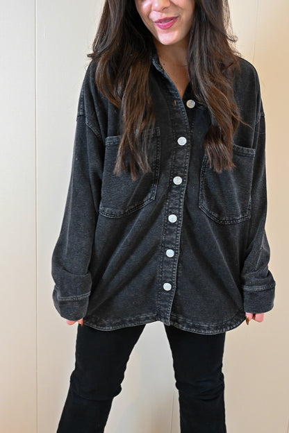 Beacon Knit Denim Jacket - Black