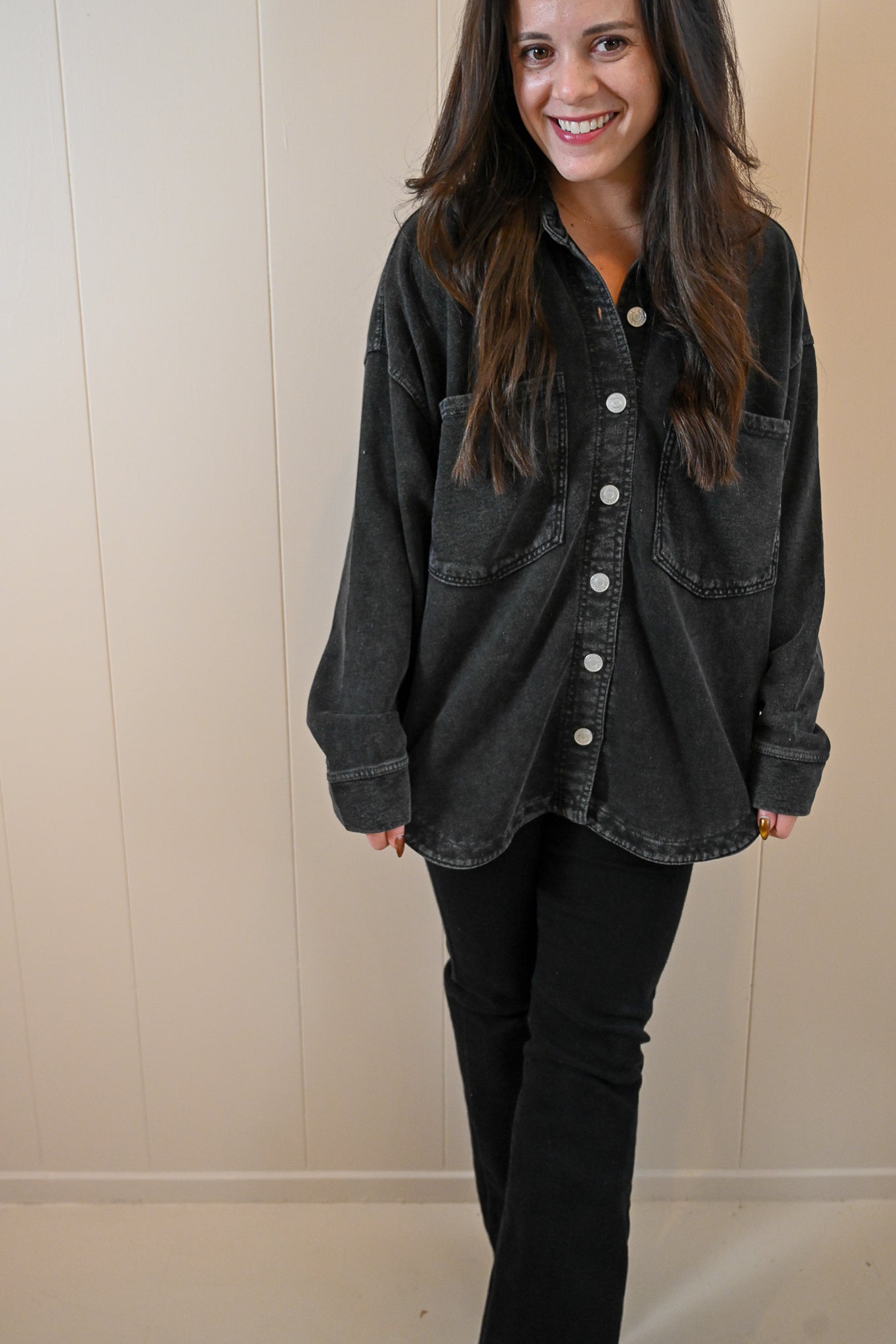Beacon Knit Denim Jacket - Black