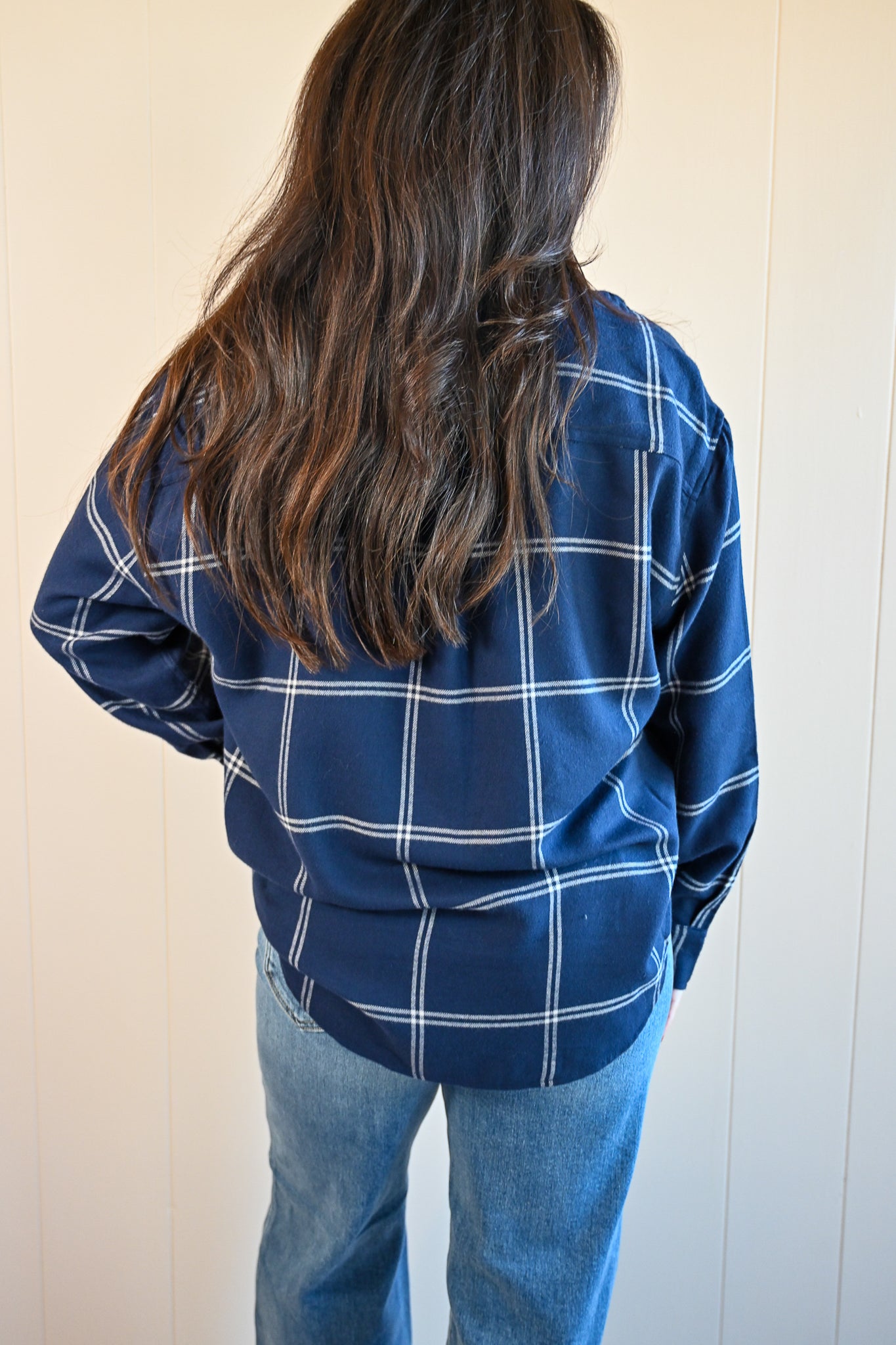 Lincoln Plaid Button-up Top - Winter Ocean