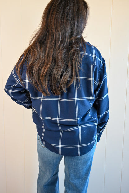 Lincoln Plaid Button-up Top - Winter Ocean