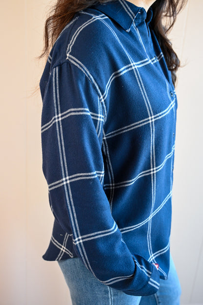 Lincoln Plaid Button-up Top - Winter Ocean
