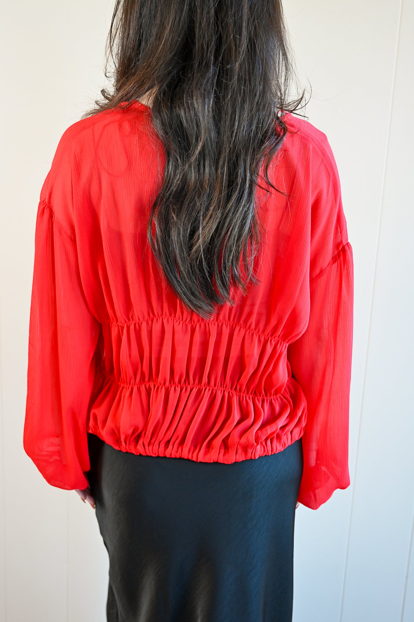 Beach Street Button Up Blouse - Cherry