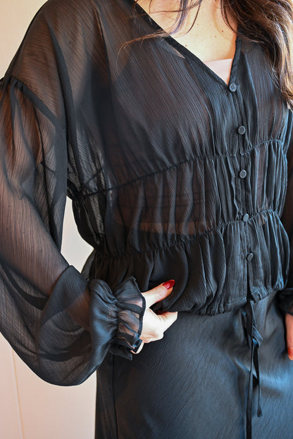 Beach Street Button Up Blouse - Storm