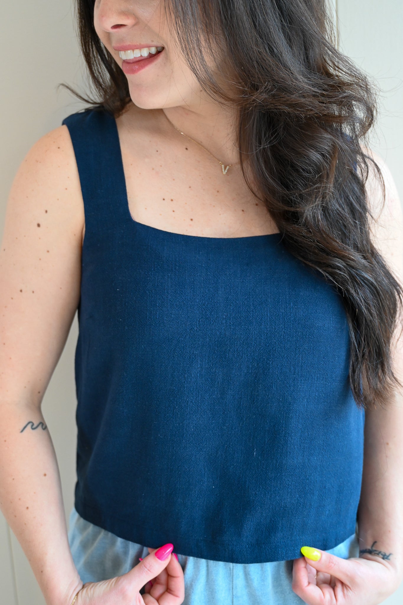 Pico Avenue Cropped Linen Tank