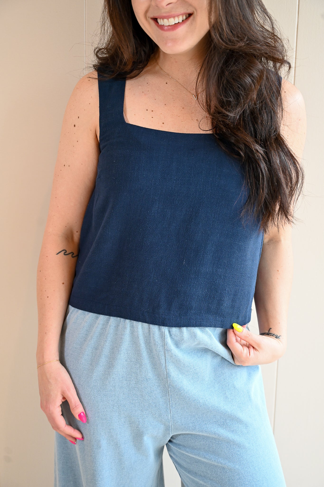 Pico Avenue Cropped Linen Tank