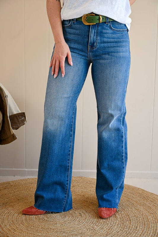 Clark Light Wash Wide Leg Scissor Hem Jeans