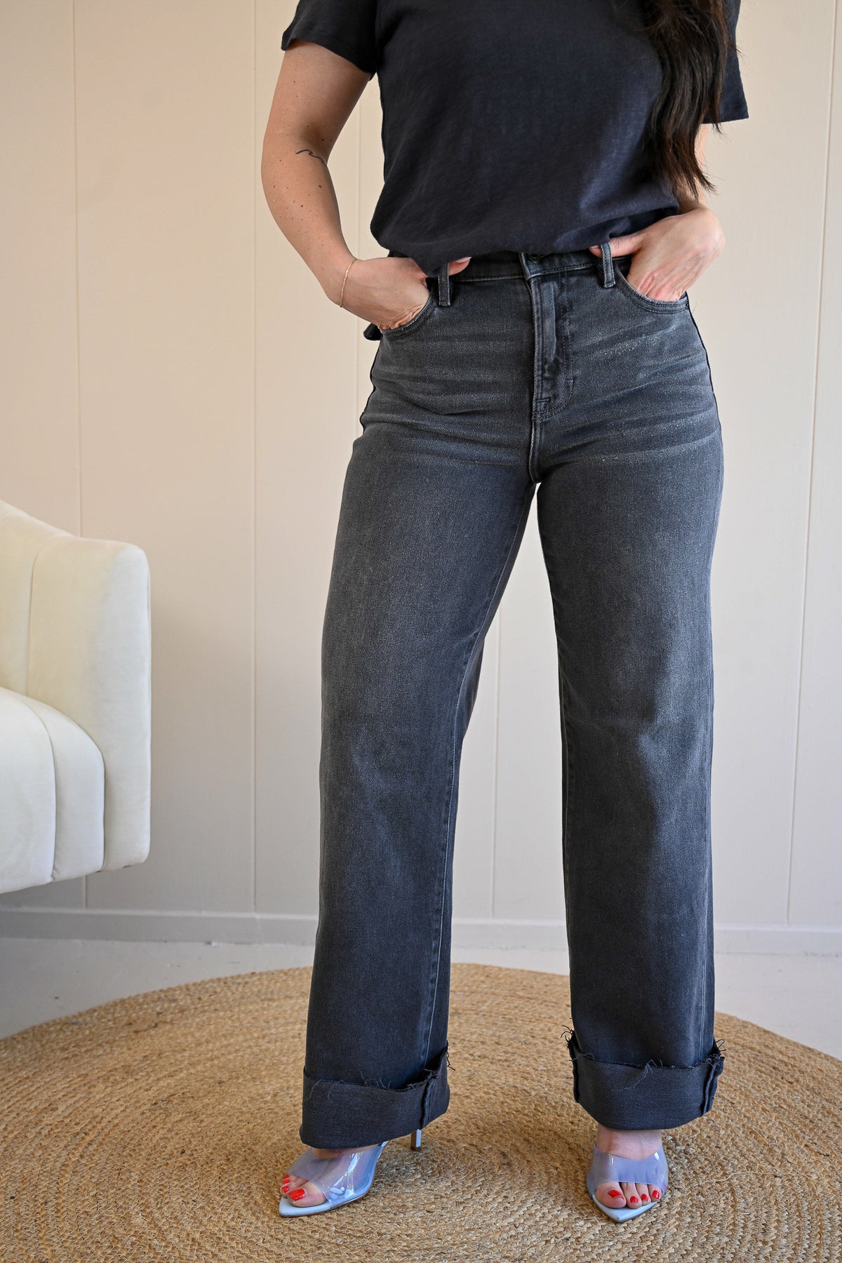 Day Circle Dark Gray Straight Leg Jeans