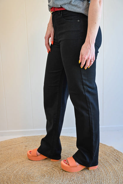 Patterson Lane Straight High Rise Black Denim