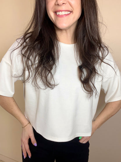 Wave Crop Tee - Ivory
