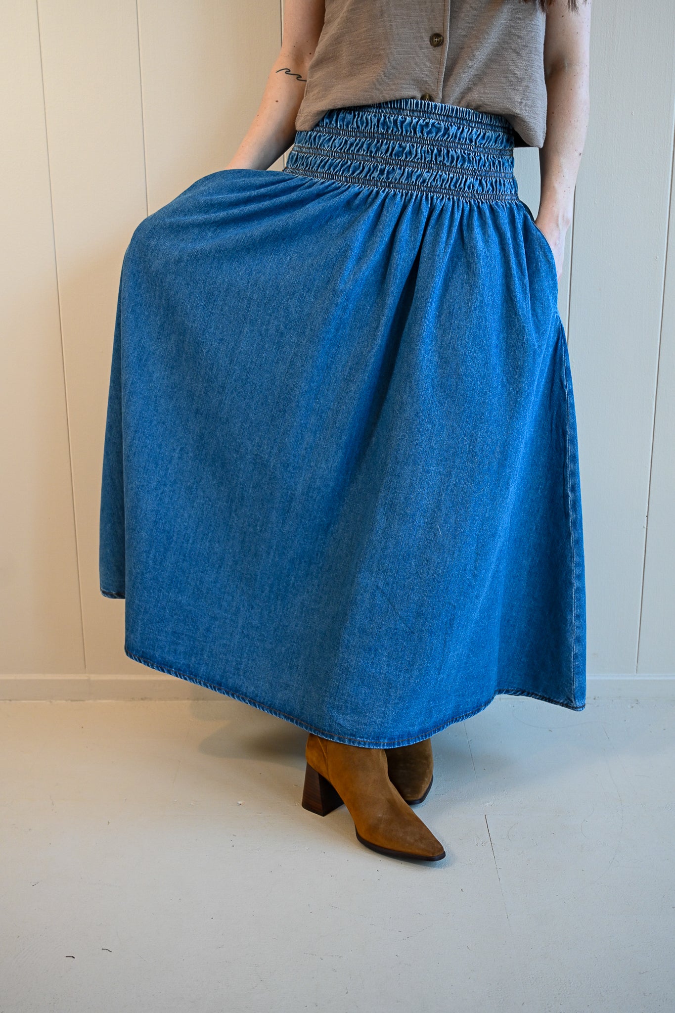 Country Club Gate Denim Skirt