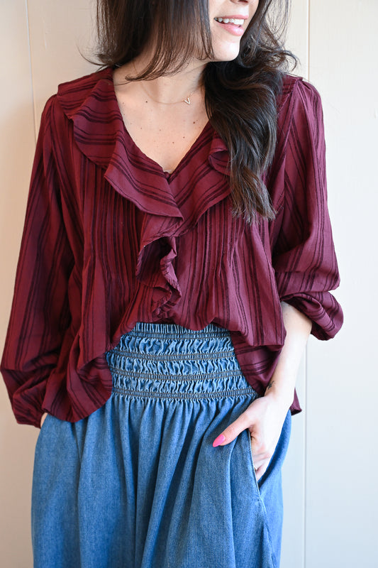 Coral Street Ruffle Blouse