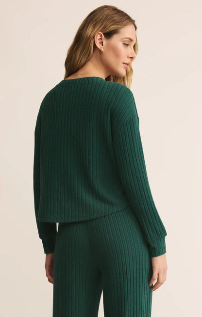 Siren Street Rib Long Sleeve Top - Cypress