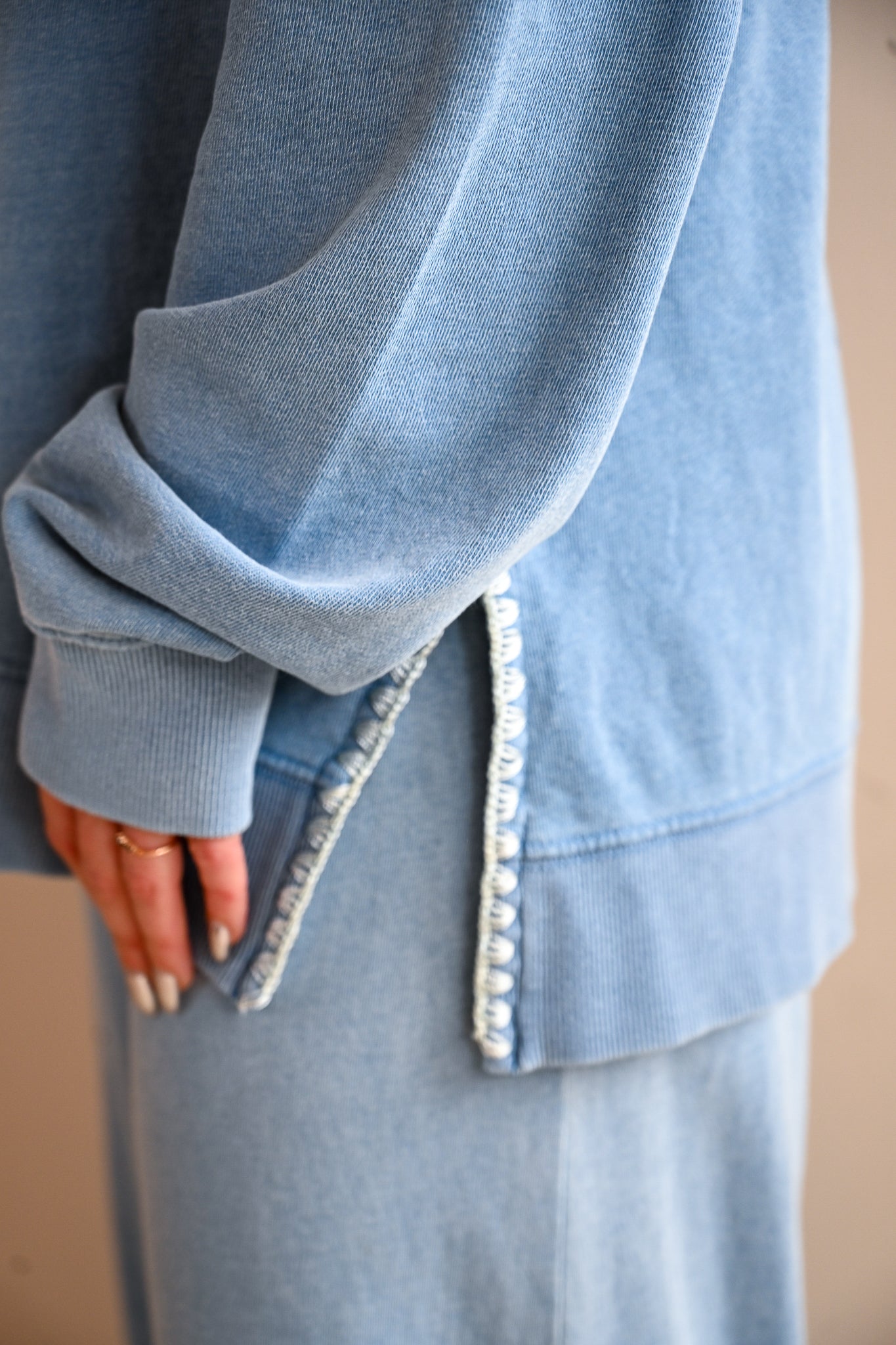 Maple V-neck Whipstitch Denim Top
