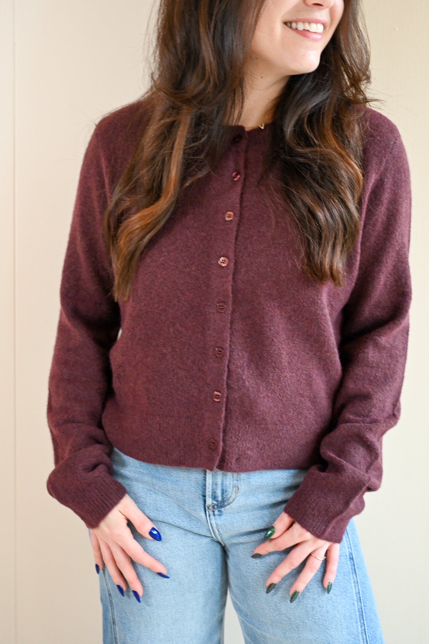 Marine Street Cozy Cardigan - Chocolate Cherry