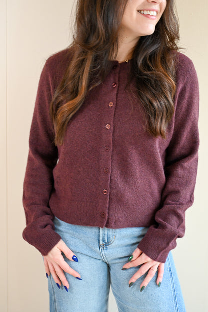 Marine Street Cozy Cardigan - Chocolate Cherry