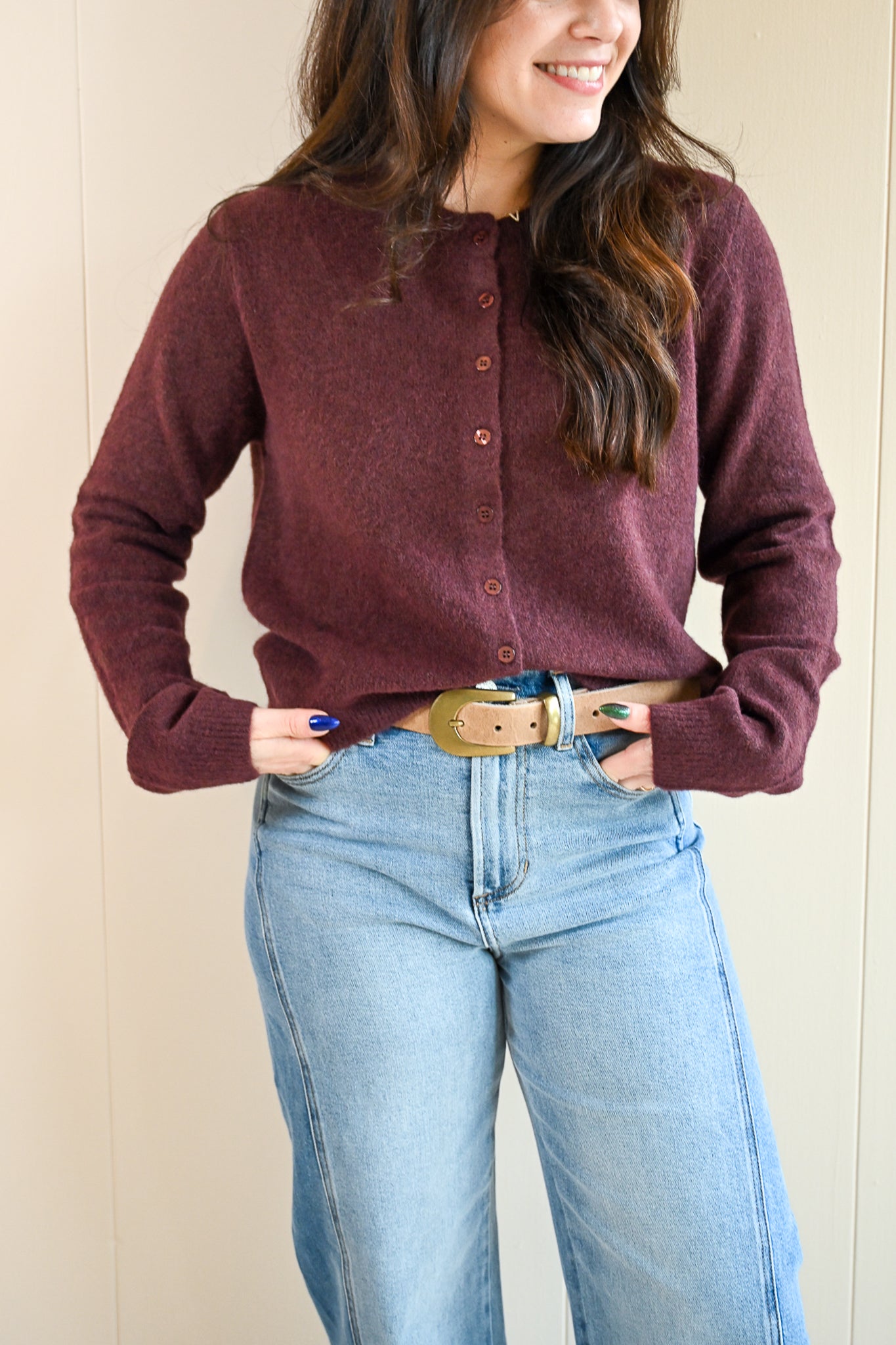 Marine Street Cozy Cardigan - Chocolate Cherry