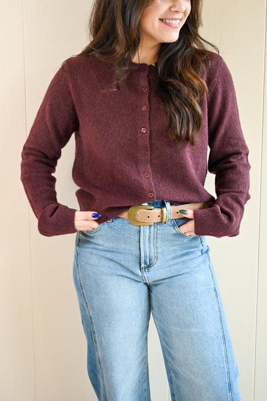 Marine Street Cozy Cardigan - Chocolate Cherry