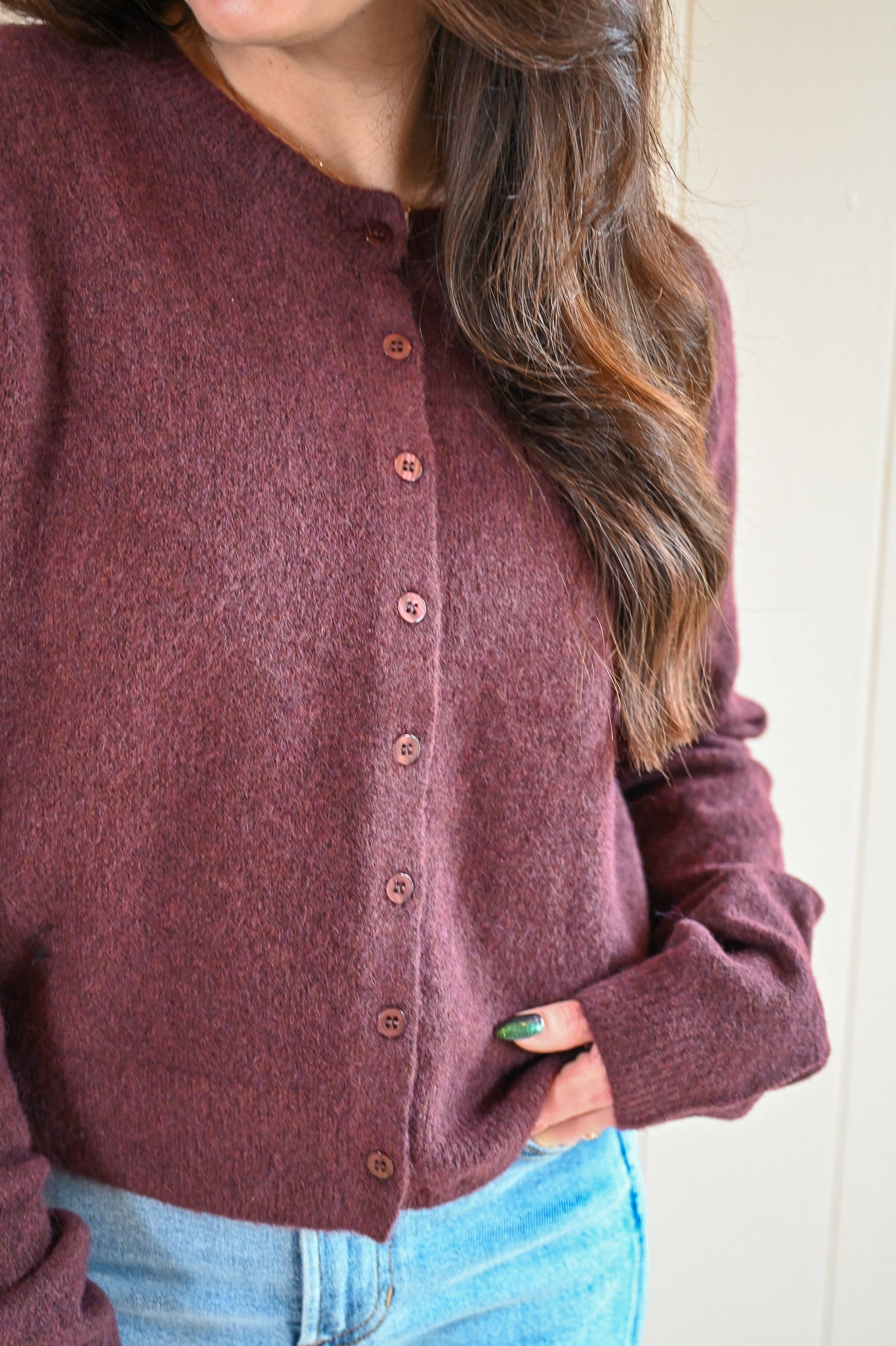Marine Street Cozy Cardigan - Chocolate Cherry