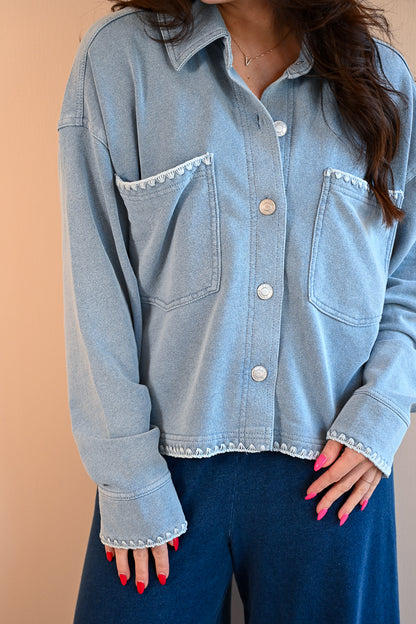 Beacon Knit Whipstitch Cropped Jacket