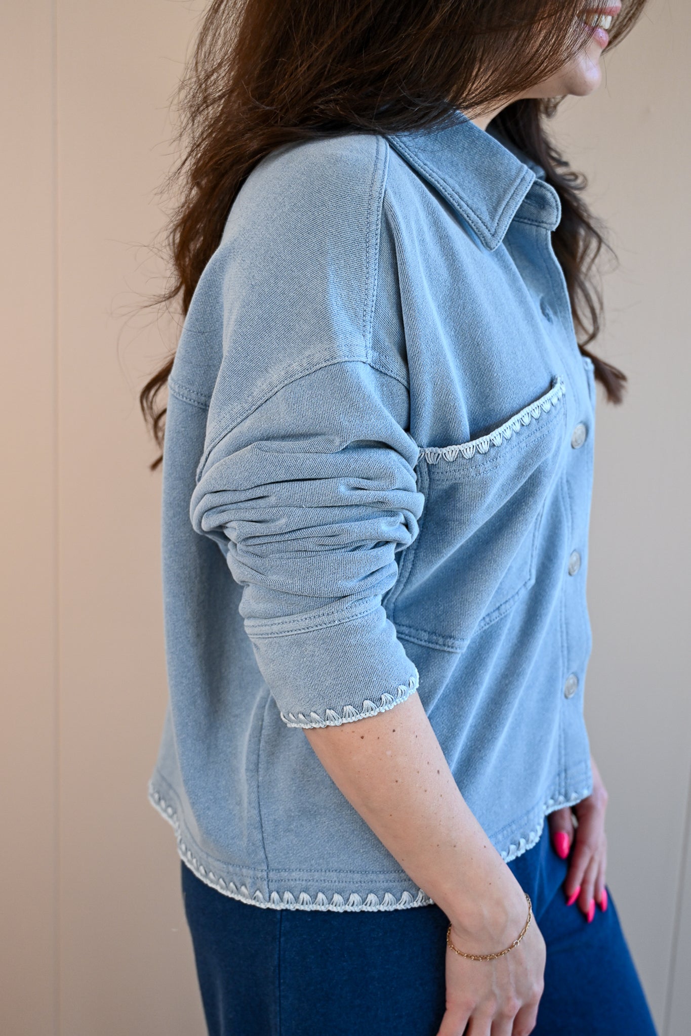 Beacon Knit Whipstitch Cropped Jacket