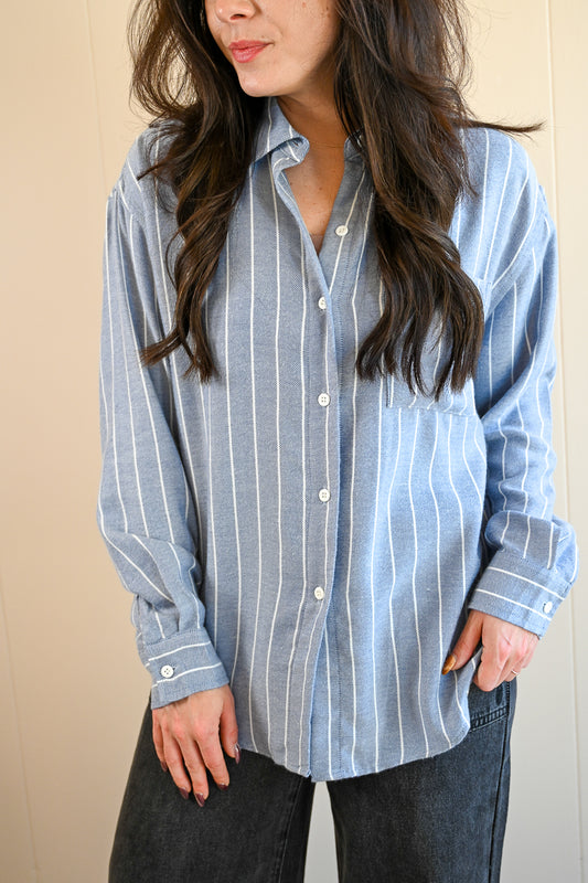 Lincoln Plaid Button-up Top - Sea