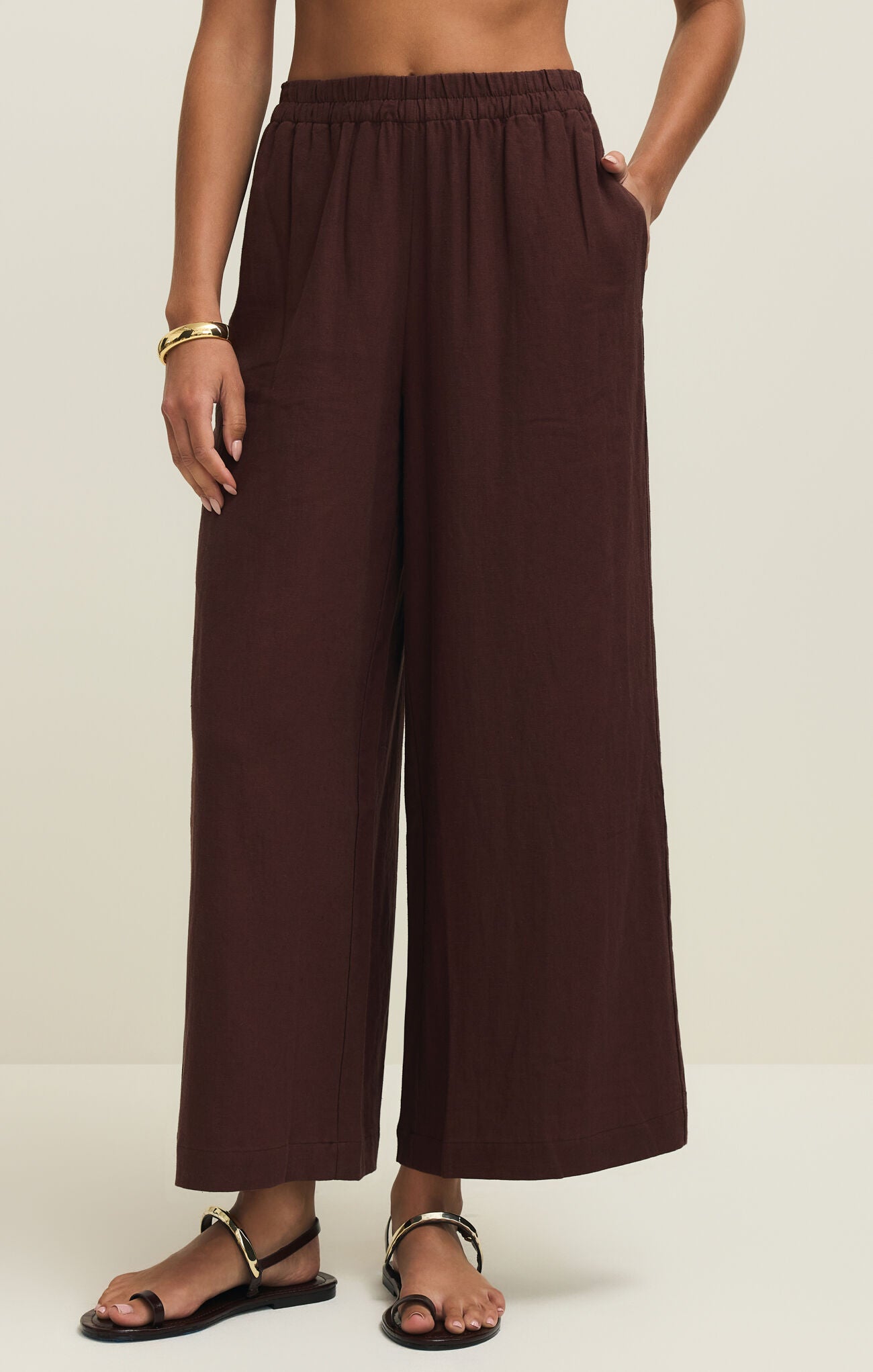 Central Avenue Linen Pant - Chocolate Cherry
