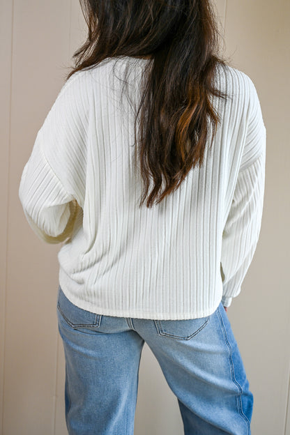 Siren Street Rib Long Sleeve Top - Sand